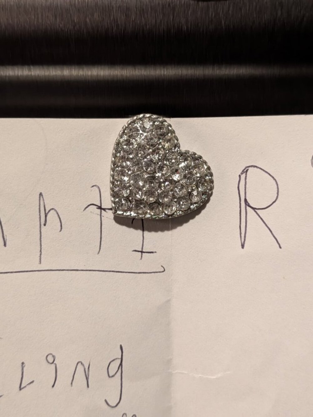 Sparkling Rhinestone Heart Magnets Set of 3 | Silver Crystal Fridge Magnets - Picture 3 of 5